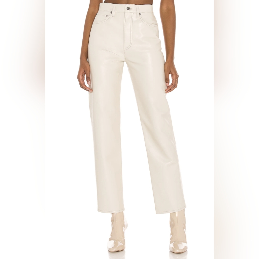 AGOLDE Recycled Leather Jeans, Size 30, Color Powder
